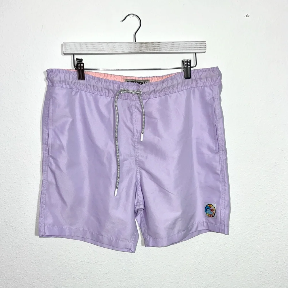 SURF SOCIETY Men's Swim Shorts Purple Board Shorts Large